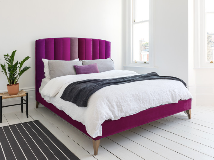 Redchurch King Bed in Portland Velvet Mixed Pink & Purple